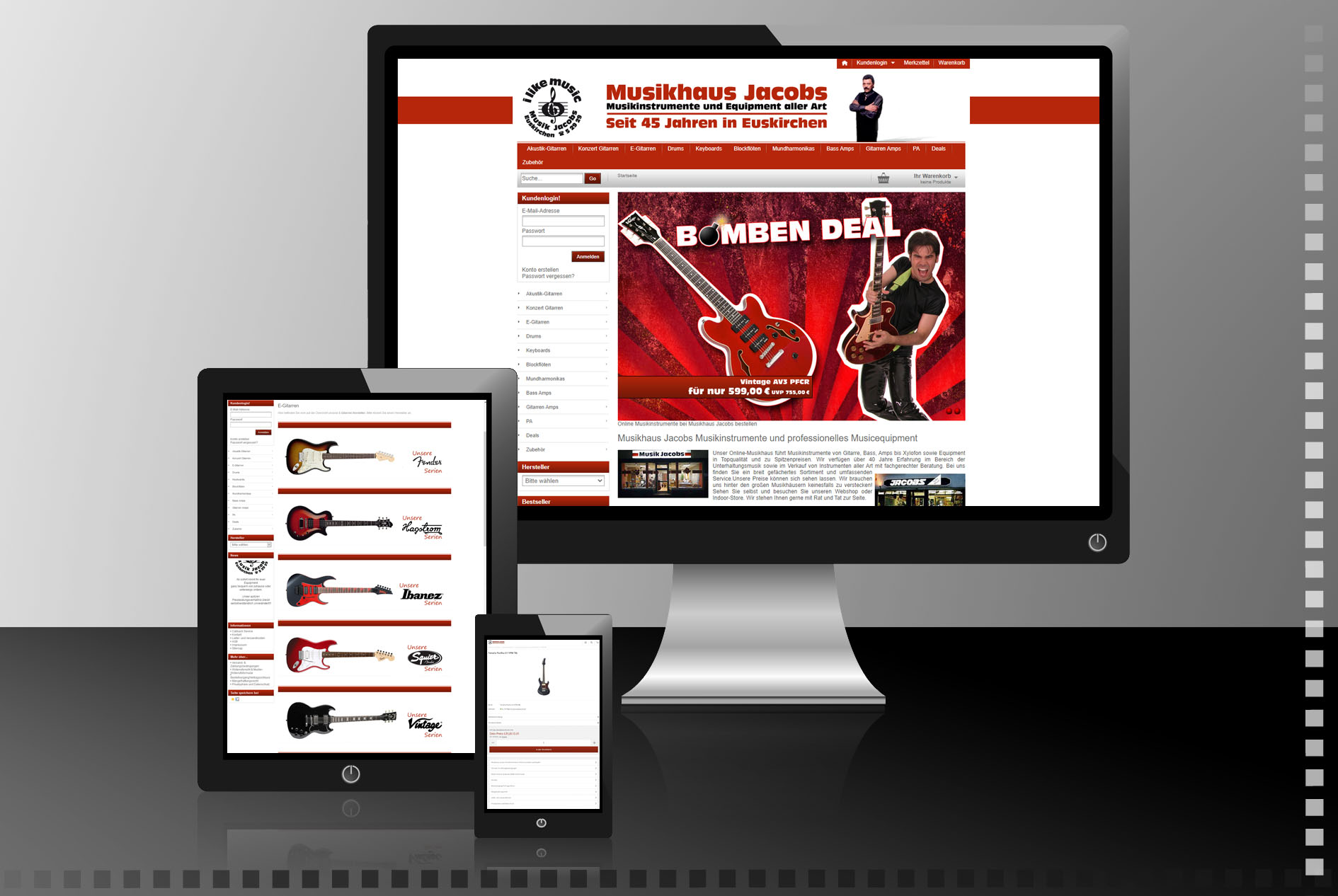 Bild Onlineshop für Musikhaus Jacobs Euskirchen - Onlineshop Design/Designer Werbeagentur